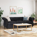 Chesterfield Tufted Microfiber Sofa with Scroll Arms - NH207703