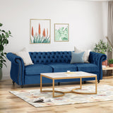 Chesterfield Tufted Microfiber Sofa with Scroll Arms - NH207703