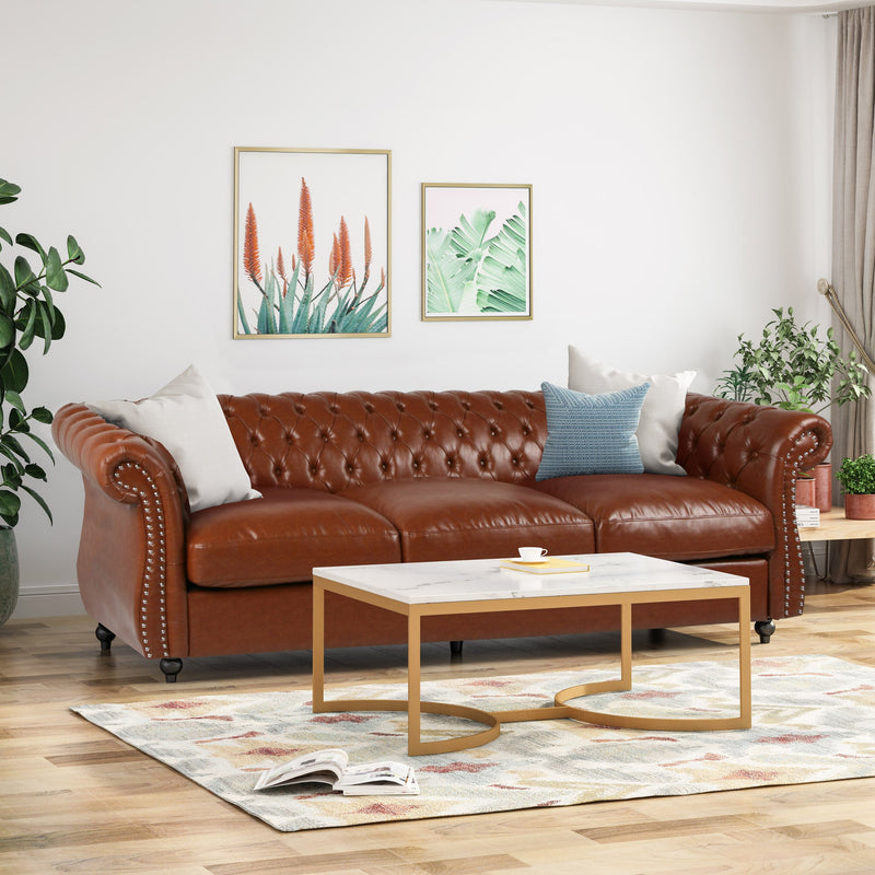 Chesterfield Tufted Sofa with Scroll Arms - NH230313