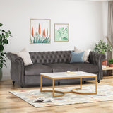 Chesterfield Tufted Microfiber Sofa with Scroll Arms - NH207703