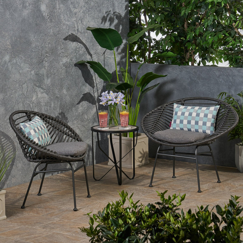 Outdoor Woven Faux Rattan Chairs with Cushions (Set of 2) - NH961903