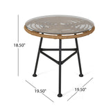 Outdoor Faux Wicker 2 Seater Chat Set with Tempered Glass Table - NH656903