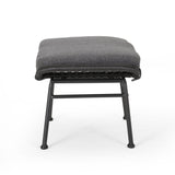 Outdoor Modern Boho Wicker Ottoman (Set of 2) - NH054013