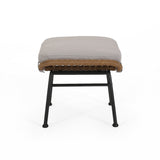 Outdoor Modern Boho Wicker Ottoman (Set of 2) - NH054013