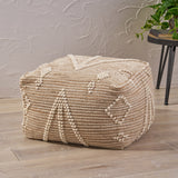Boho Wool and Cotton Ottoman Pouf - NH603903