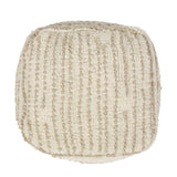 Handcrafted Boho Fabric Cube Pouf - NH938313