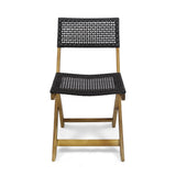 Outdoor Acacia Wood Foldable Bistro Chairs with Wicker Seating (Set of 4) - NH120903