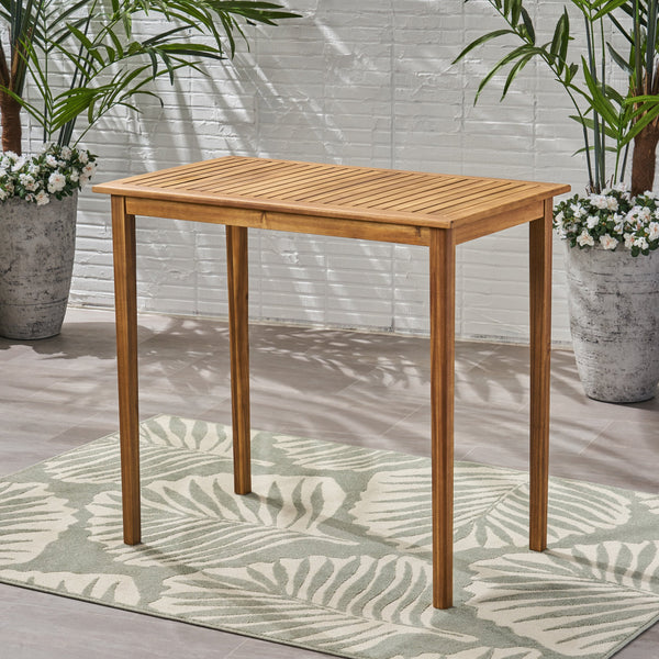 Outdoor Minimalist Acacia Wood Rectangle Bar Table - NH310903