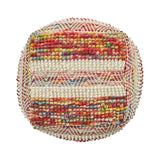 Boho Wool and Cotton Ottoman Pouf - NH043903