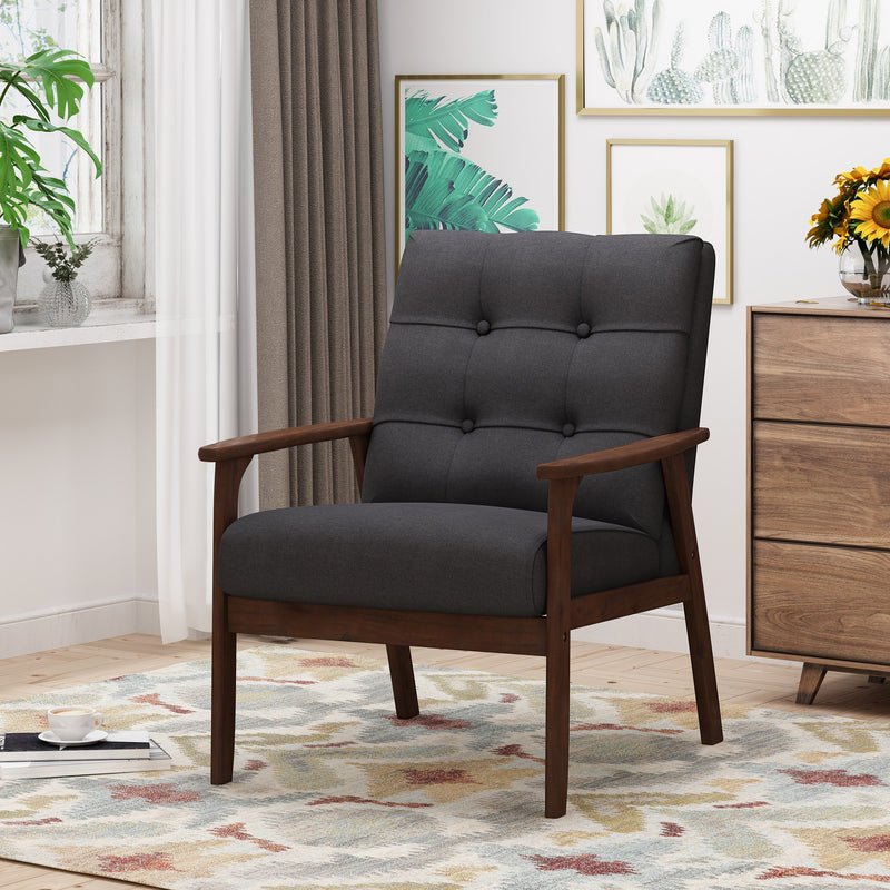 Mid Century Modern Waffle Stitch Tufted Armchair - NH700903