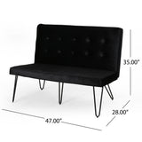 Minimalist Dining Bench Settee with Tufted Velvet Cushion and Iron Legs - NH928803