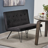 Minimalist Dining Bench Settee with Tufted Velvet Cushion and Iron Legs - NH928803