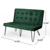 Minimalist Dining Bench Settee with Tufted Velvet Cushion and Iron Legs - NH928803