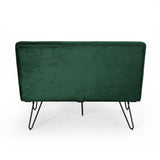 Minimalist Dining Bench Settee with Tufted Velvet Cushion and Iron Legs - NH928803