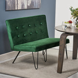 Minimalist Dining Bench Settee with Tufted Velvet Cushion and Iron Legs - NH928803