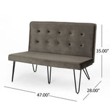 Minimalist Dining Bench Settee with Tufted Velvet Cushion and Iron Legs - NH928803