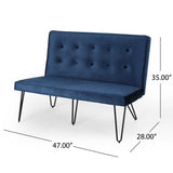 Minimalist Dining Bench Settee with Tufted Velvet Cushion and Iron Legs - NH928803