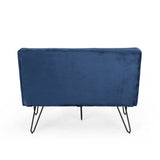 Minimalist Dining Bench Settee with Tufted Velvet Cushion and Iron Legs - NH928803