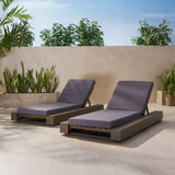 Outdoor Acacia Wood Chaise Lounge and Cushion Sets (Set of 2) - NH958903