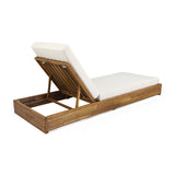 Outdoor Acacia Wood Chaise Lounge with Cushion (Set of 2) - NH614313