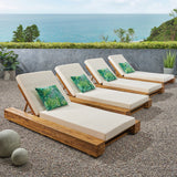 Outdoor Acacia Wood Chaise Lounge and Cushion Sets (Set of 4) - NH858903