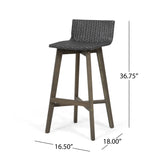 Outdoor Wood & Wicker Barstools (Set of 4) - NH360013