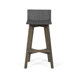Outdoor Wood & Wicker Barstools (Set of 4) - NH360013