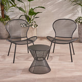 Modern Outdoor 2 Seater Iron Chat Set with Side Table - NH853013