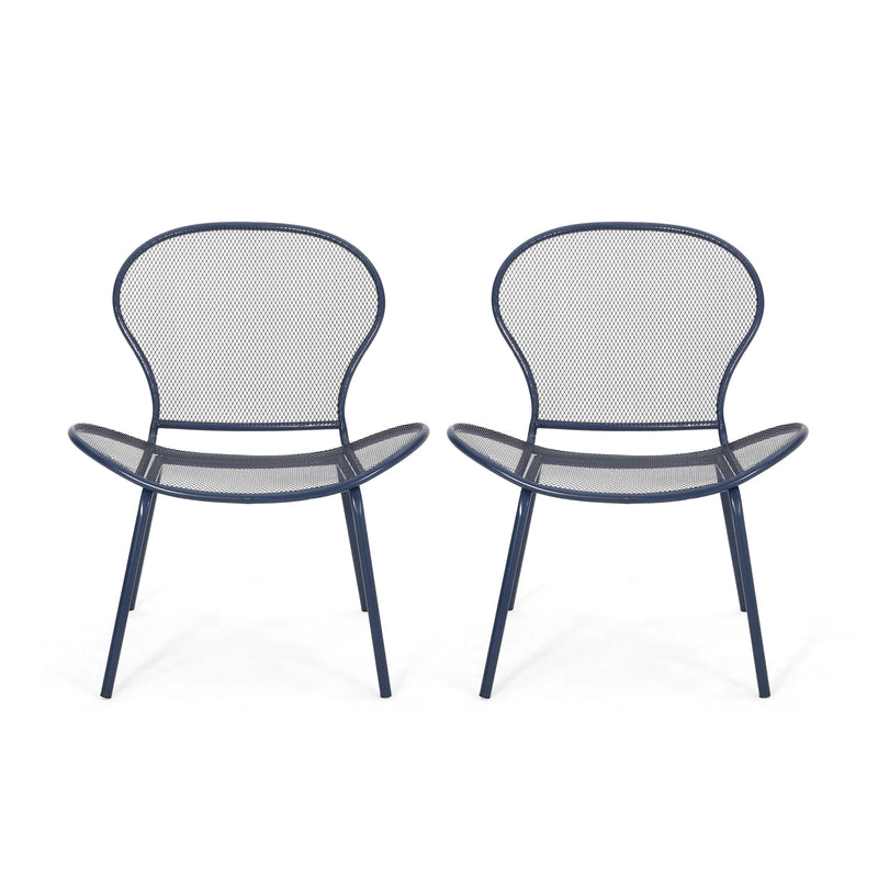 Tristian Modern Outdoor Iron Club Chair (Set of 2)