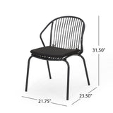 Outdoor Modern Iron Club Chair with Cushion (Set of 2) - NH717013