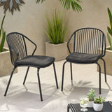Outdoor Modern Iron Club Chair with Cushion (Set of 2) - NH717013