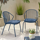Outdoor Modern Iron Club Chair with Cushion (Set of 2) - NH717013