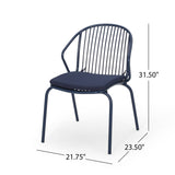 Outdoor Modern Iron Club Chair with Cushion (Set of 2) - NH717013