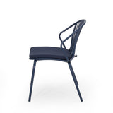 Outdoor Modern Iron Club Chair with Cushion (Set of 2) - NH717013
