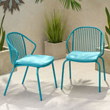 Outdoor Modern Iron Club Chair with Cushion (Set of 2) - NH717013