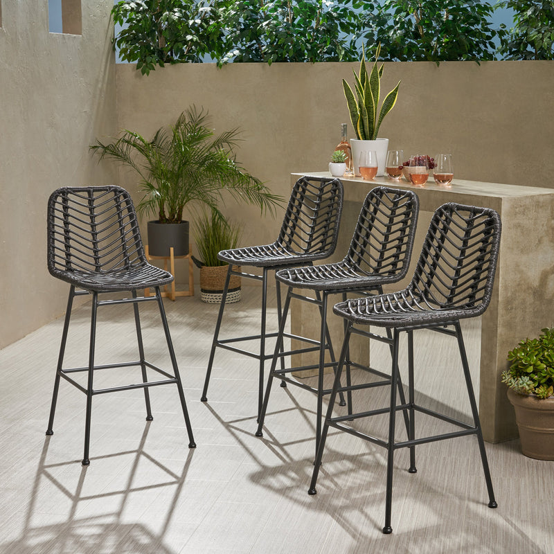 Outdoor Wicker Barstools (Set of 4) - NH750013