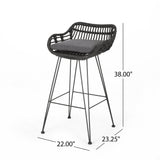 Outdoor Wicker Barstools with Cushions (Set of 2) - NH389903
