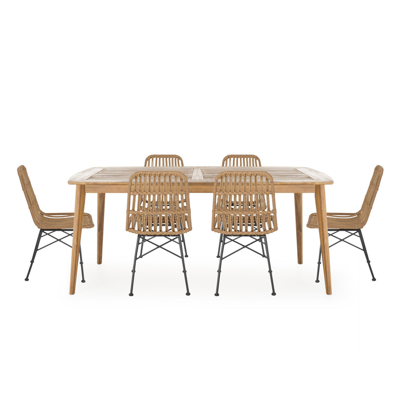 Outdoor 6 Seater Wicker Dining Set - NH318213