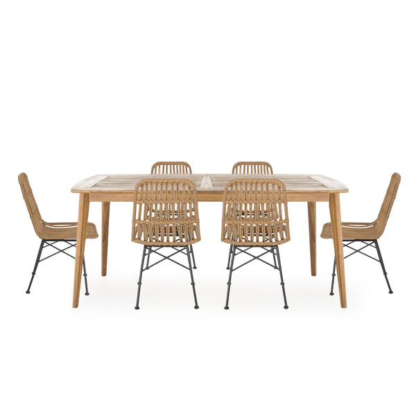 Outdoor 6 Seater Wicker Dining Set - NH318213