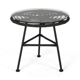 Outdoor Modern Boho 2 Seater Wicker Chat Set with Side Table - NH780013