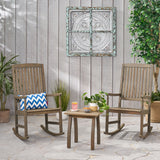 Outdoor 2 Seater Acacia Wood Rocking Chairs and Side Table Set - NH607903
