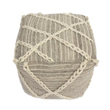 Wool and Cotton Pouf Ottoman - NH648903