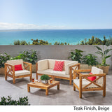 Outdoor 4 Seater Acacia Wood Loveseat Chat Set - NH504803