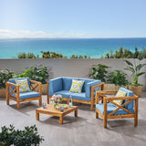 Outdoor 4 Seater Acacia Wood Loveseat Chat Set - NH504803