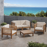 Outdoor 4 Seater Acacia Wood Loveseat Chat Set - NH454803
