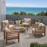 Outdoor 4 Seater Acacia Wood Club Chair and Coffee Table Set - NH944803