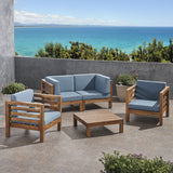 Outdoor 4 Seater Acacia Wood Loveseat Chat Set - NH454803