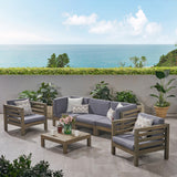 Outdoor 5 Seater Acacia Wood Sofa Chat Set - NH954803