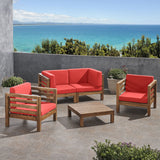 Outdoor 4 Seater Acacia Wood Loveseat Chat Set - NH454803