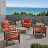 Outdoor 4 Seater Acacia Wood Club Chair and Coffee Table Set - NH944803